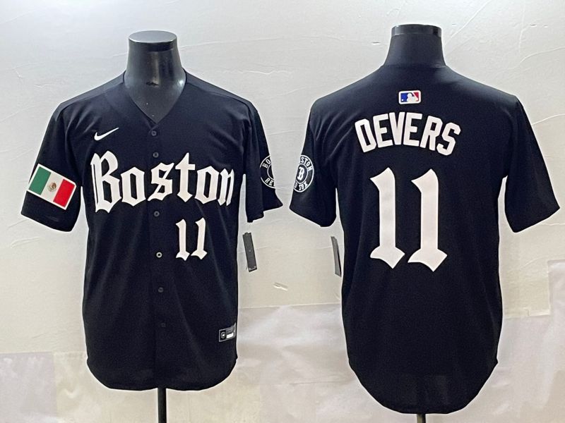 Men 2025 Boston Red Sox #11 Devers Black Five generations Joint Name Nike MLB Jersey style 18->boston red sox->MLB Jersey